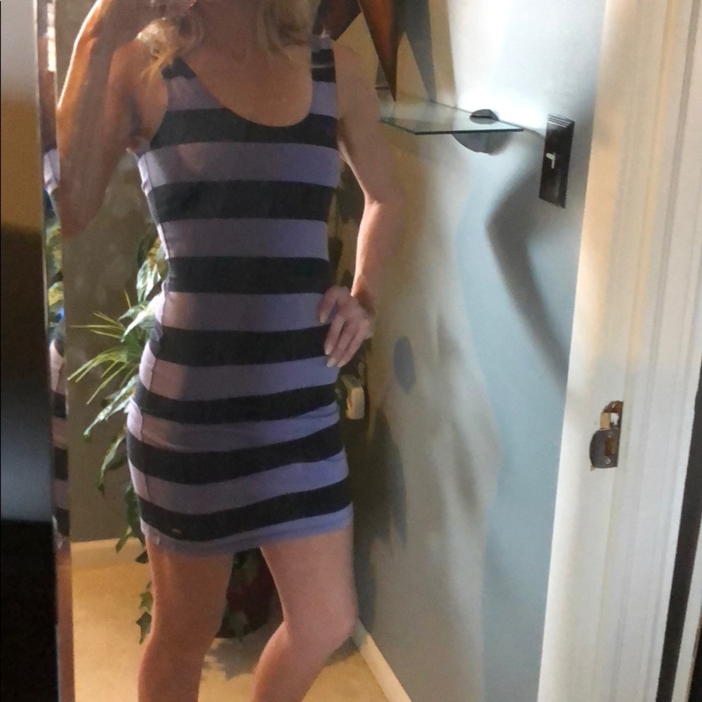 Striped purple and dark purple dress